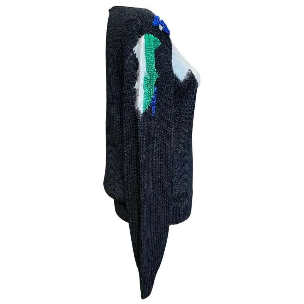 VTG Alexandria Sweater Womens Large Bold Color Block Angora 80s Statement